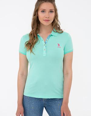Kadın Mint Polo Yaka Basic T-Shirt