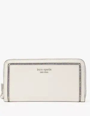 Morgan Crystal Inlay Zip-around Continental Wallet