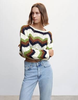 Sweter bawełniany z szydełkowym dołem