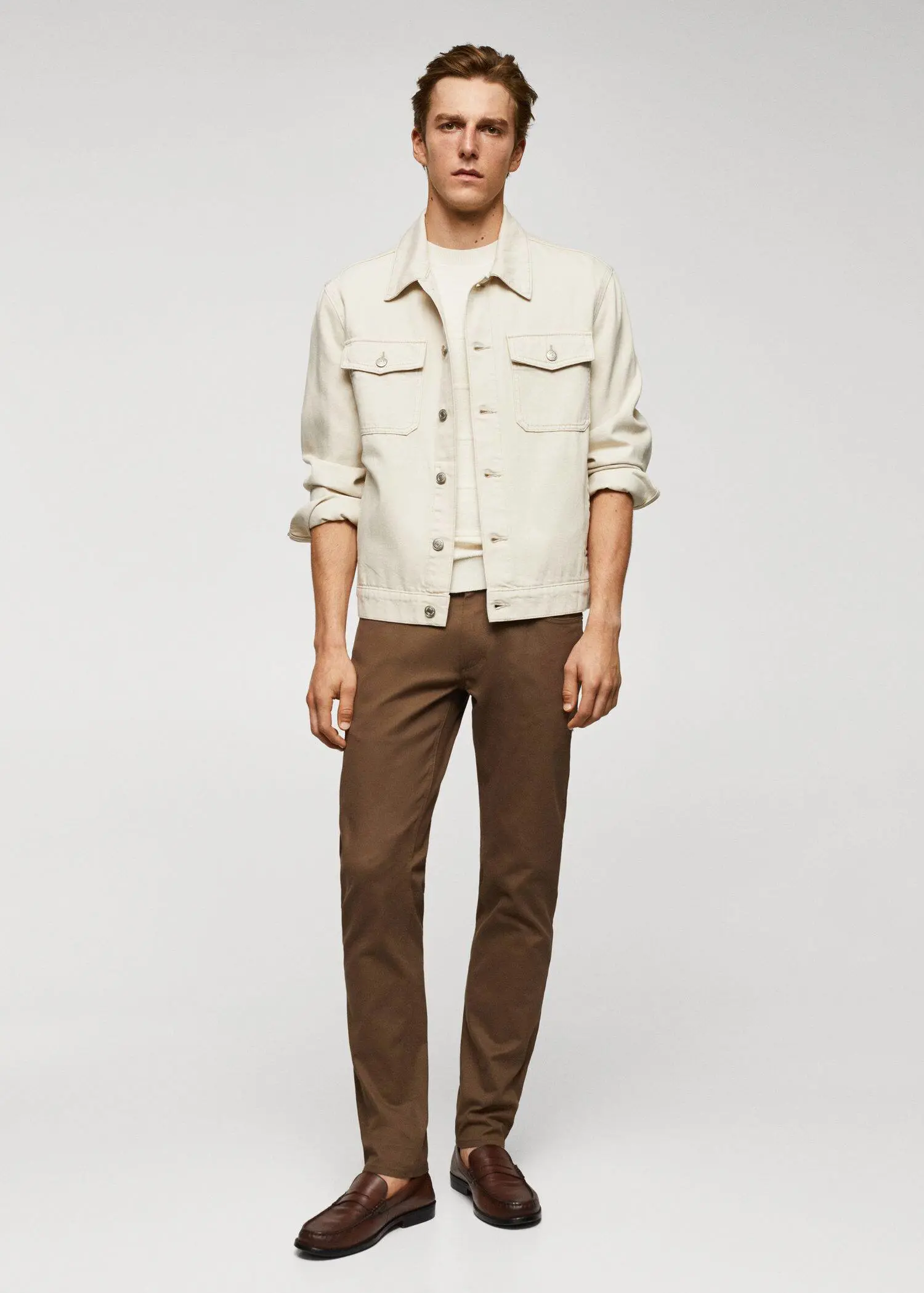 Mango Slim fit serge cotton trousers. 3