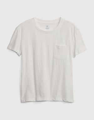 Kids Organic Cotton Pocket T-Shirt white