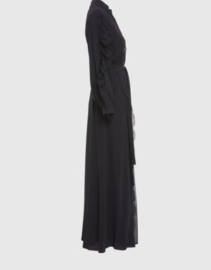 Lace Detailed Black Long Dress