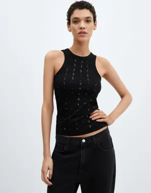 Sequin embroidered knit top