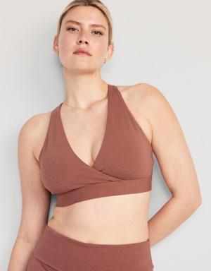 Old Navy Maternity PowerChill Light Support Cross-Front Nursing Sports Bra brown