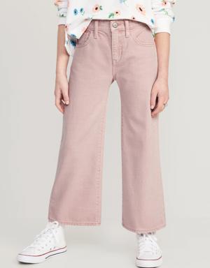 High-Waisted Pop-Color Baggy Wide-Leg Jeans for Girls pink