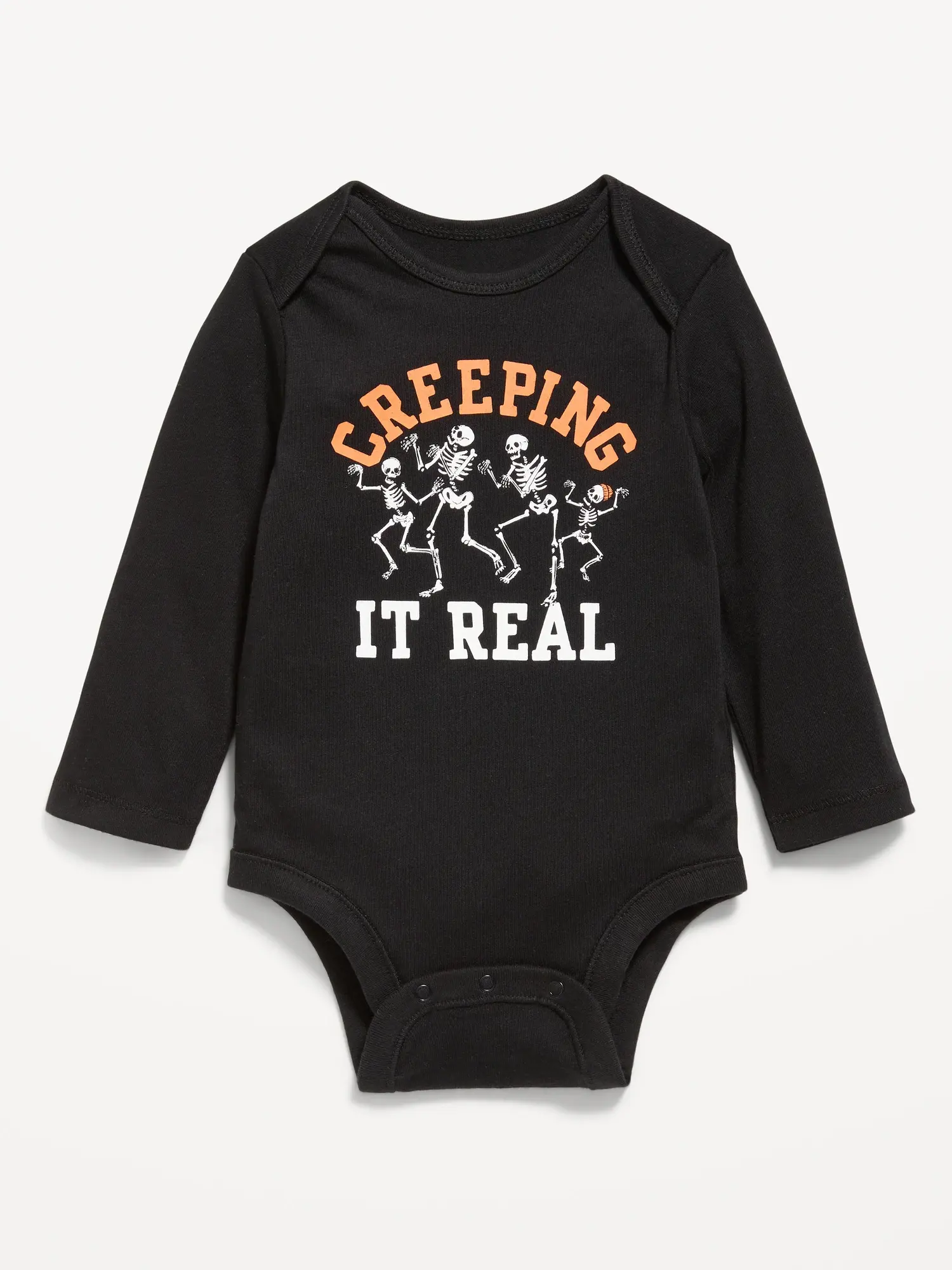 Old Navy Unisex Long-Sleeve Graphic Bodysuit for Baby black. 1
