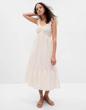 Ruched Tiered Midi Dress multi