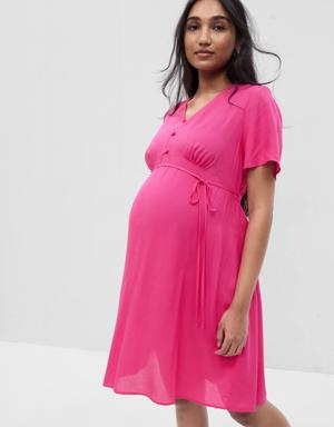 Maternity Tie-Waist Dress pink