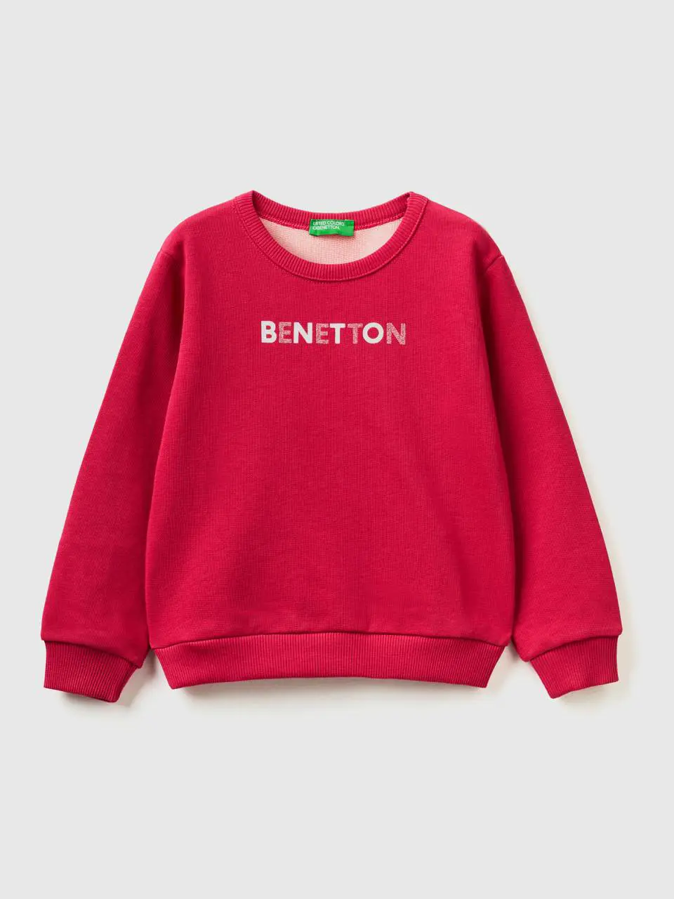 Benetton sweatshirt in organic cotton with glittery print. 1
