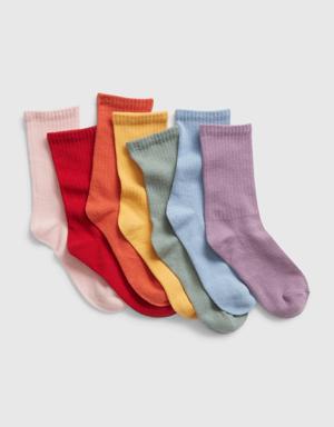 Kids Organic Cotton Crew Socks (7-Pack) multi
