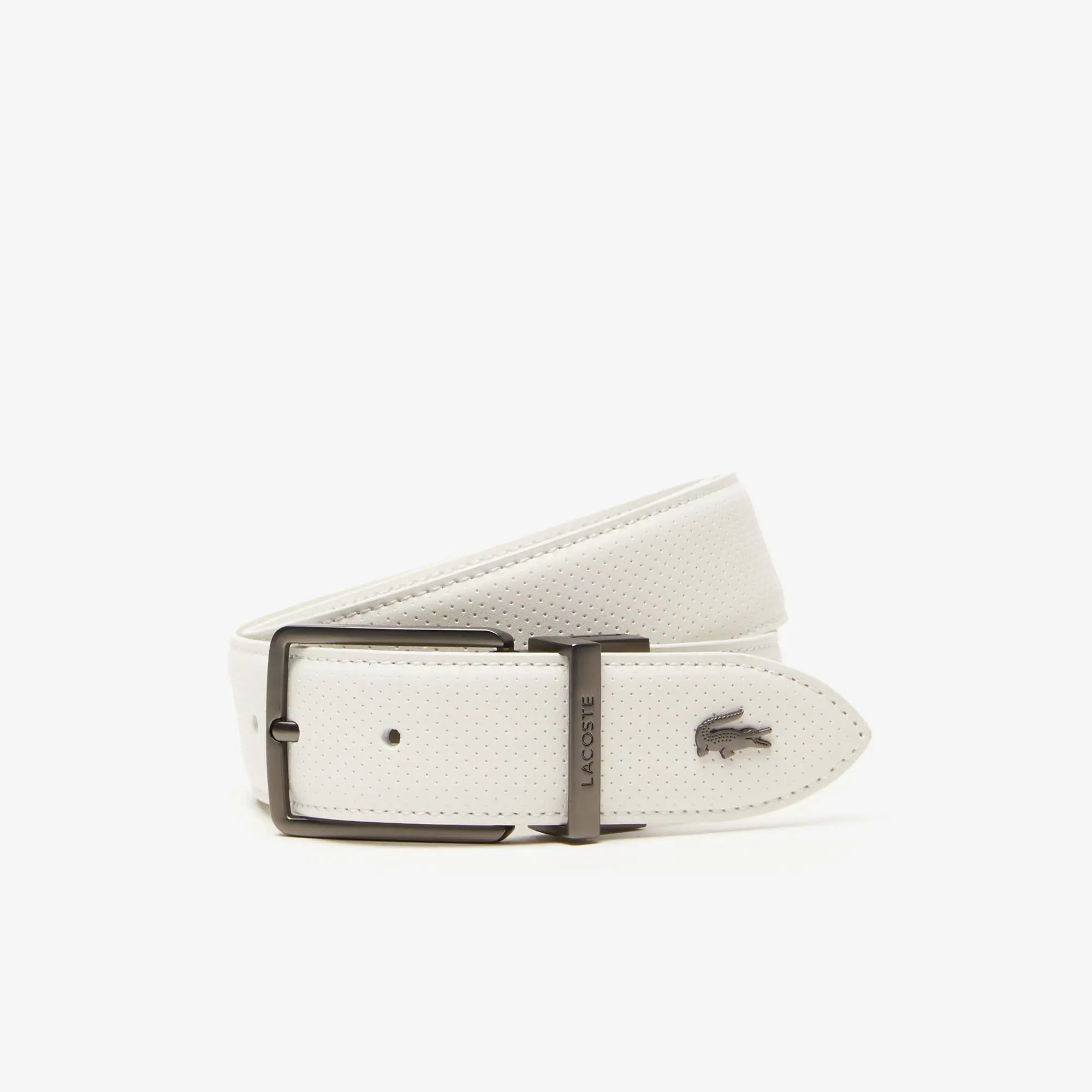 Lacoste Ceinture réversible en cuir piqué à boucle gravée Lacoste. 1 Lacoste Ceinture réversible en cuir piqué à boucle gravée Lacoste. 1
