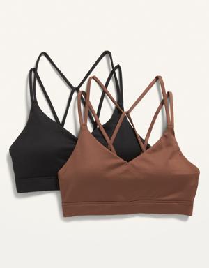 Old Navy Light Support Strappy V-Neck Sports Bra 2-Pack for Women brown