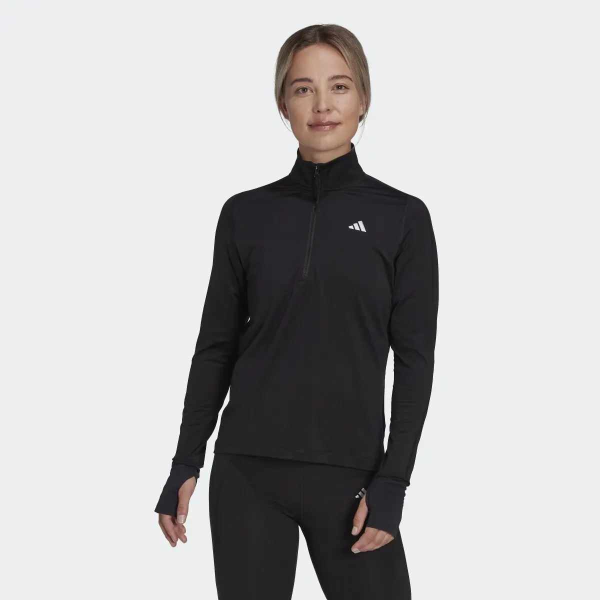 Adidas Fast Running Half-Zip Long Sleeve Top. 2