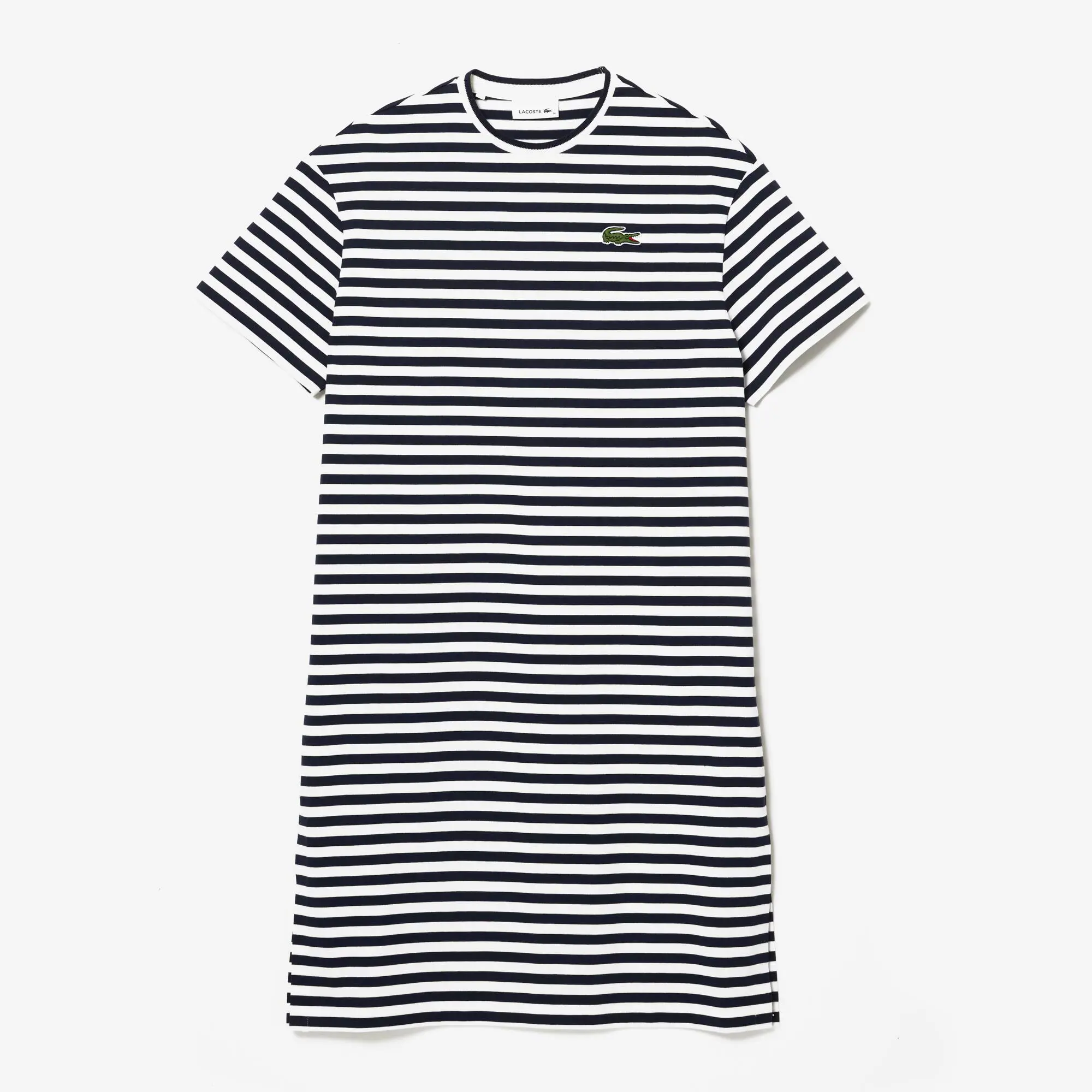 Lacoste Women's Lacoste Mid-Length Striped Cotton Jersey T-Shirt Dress. 1