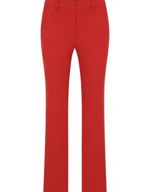 Red Bootcut Casual Trousers