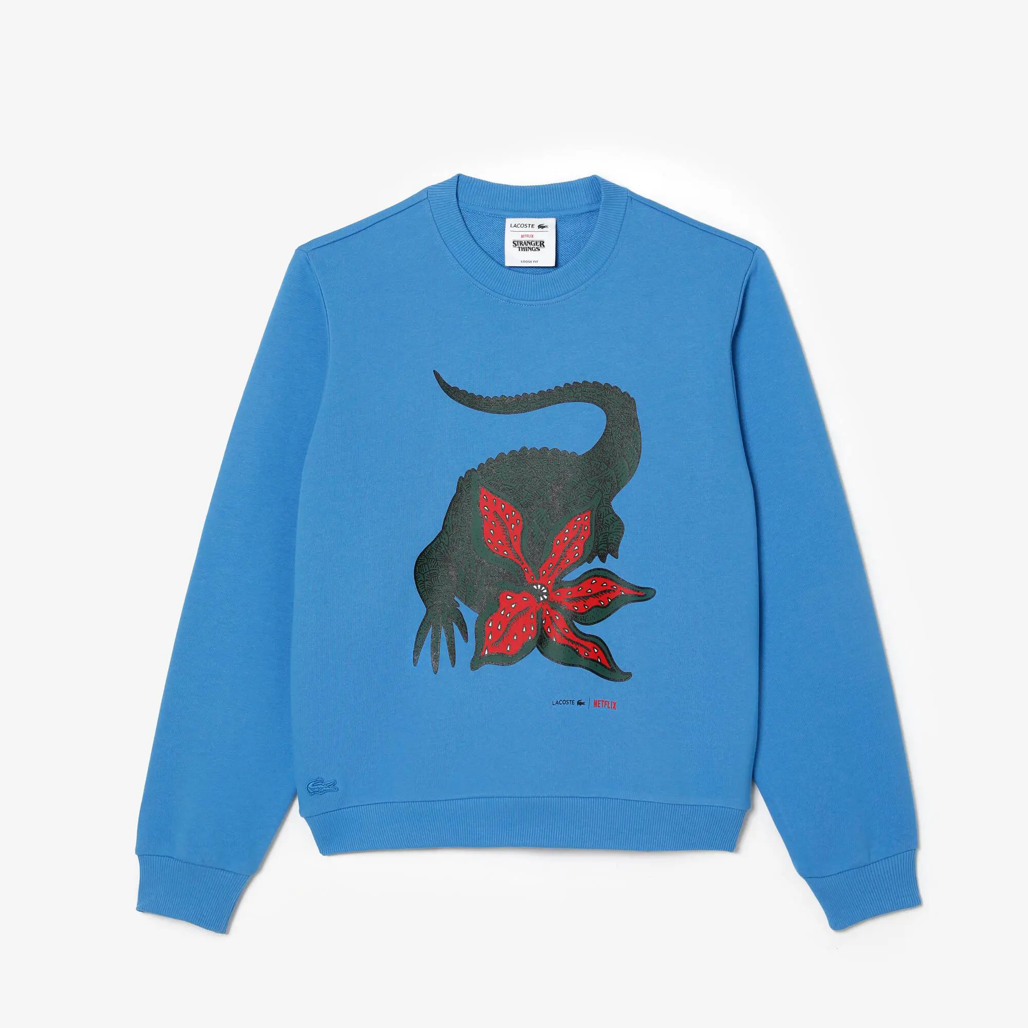 Lacoste Women’s Lacoste x Netflix Loose Fit Organic Cotton Fleece Sweatshirt. 2 Lacoste Women’s Lacoste x Netflix Loose Fit Organic Cotton Fleece Sweatshirt. 2