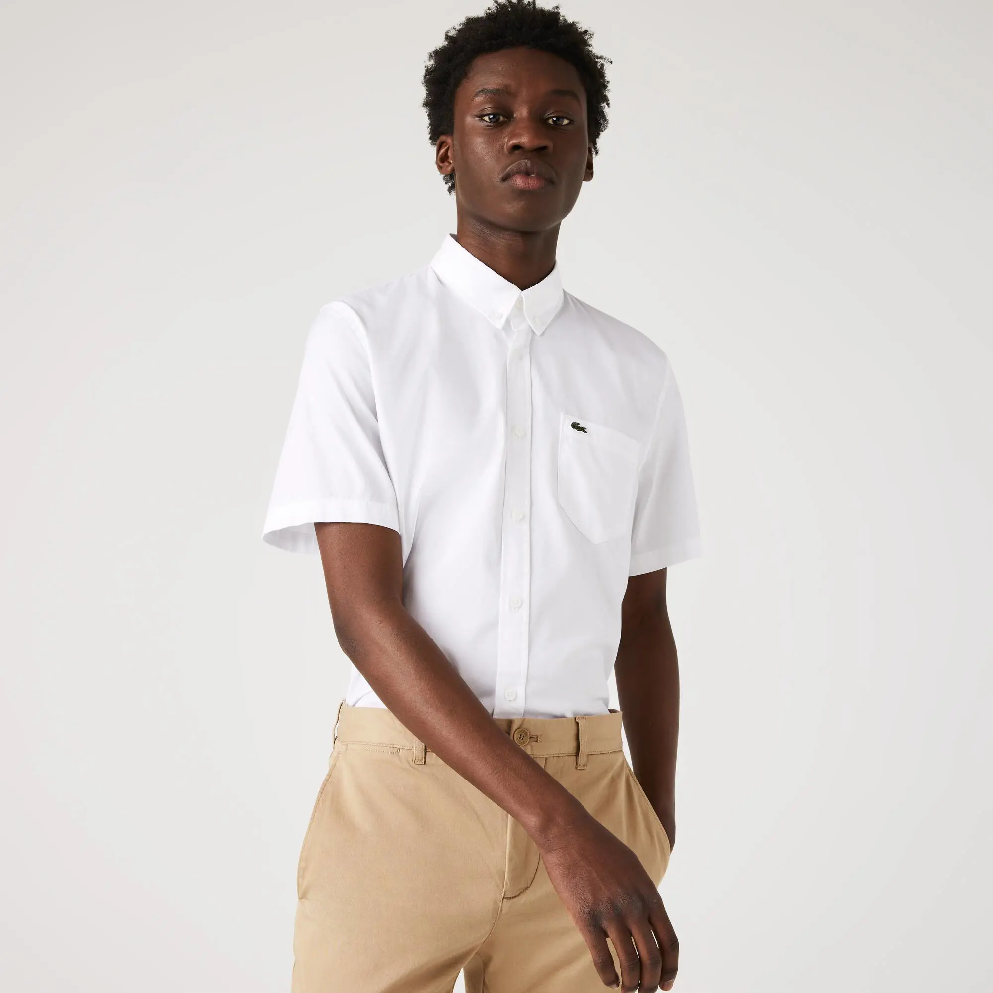 Lacoste Chemise regular fit à manches courtes en coton Oxford premium. 1