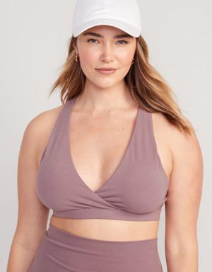 Old Navy Maternity PowerChill Light Support Cross-Front Nursing Sports Bra brown