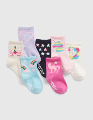 Toddler Unicorn Crew Socks (7-Pack) multi