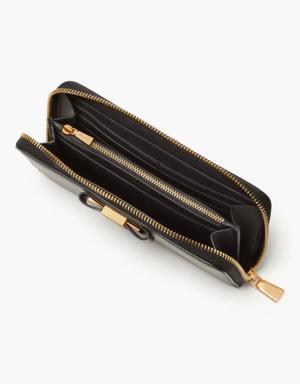 Morgan Bow Embellished Zip-around Continental Wallet