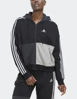 Adidas Essentials 3-Stripes Colorblock Full-Zip Hoodie
