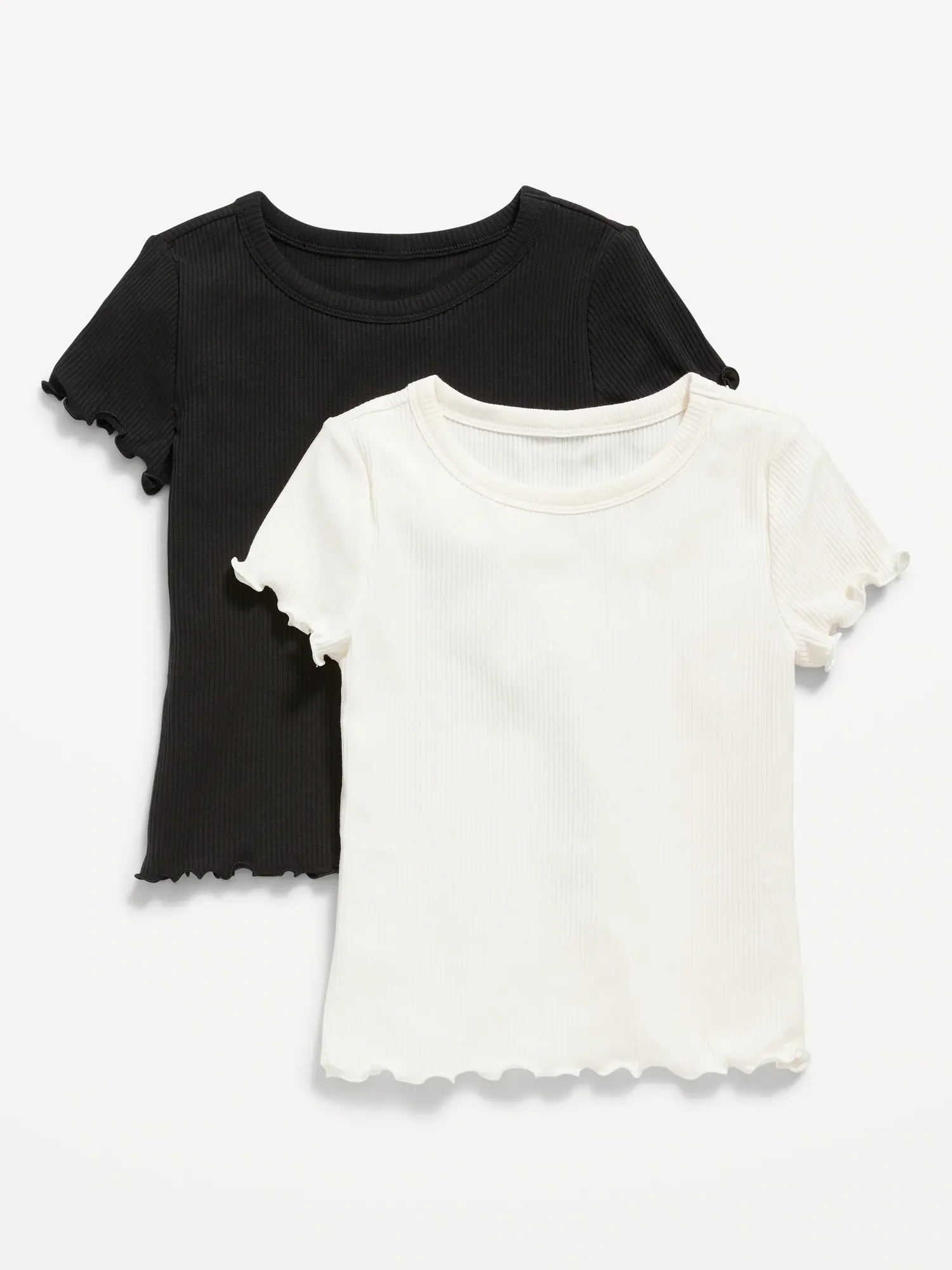Old Navy Rib-Knit Lettuce-Edge T-Shirt 2-Pack for Girls multi. 1