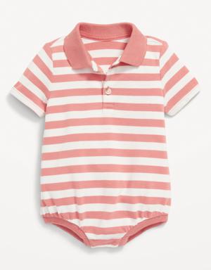 Printed Short-Sleeve Polo Romper for Baby red