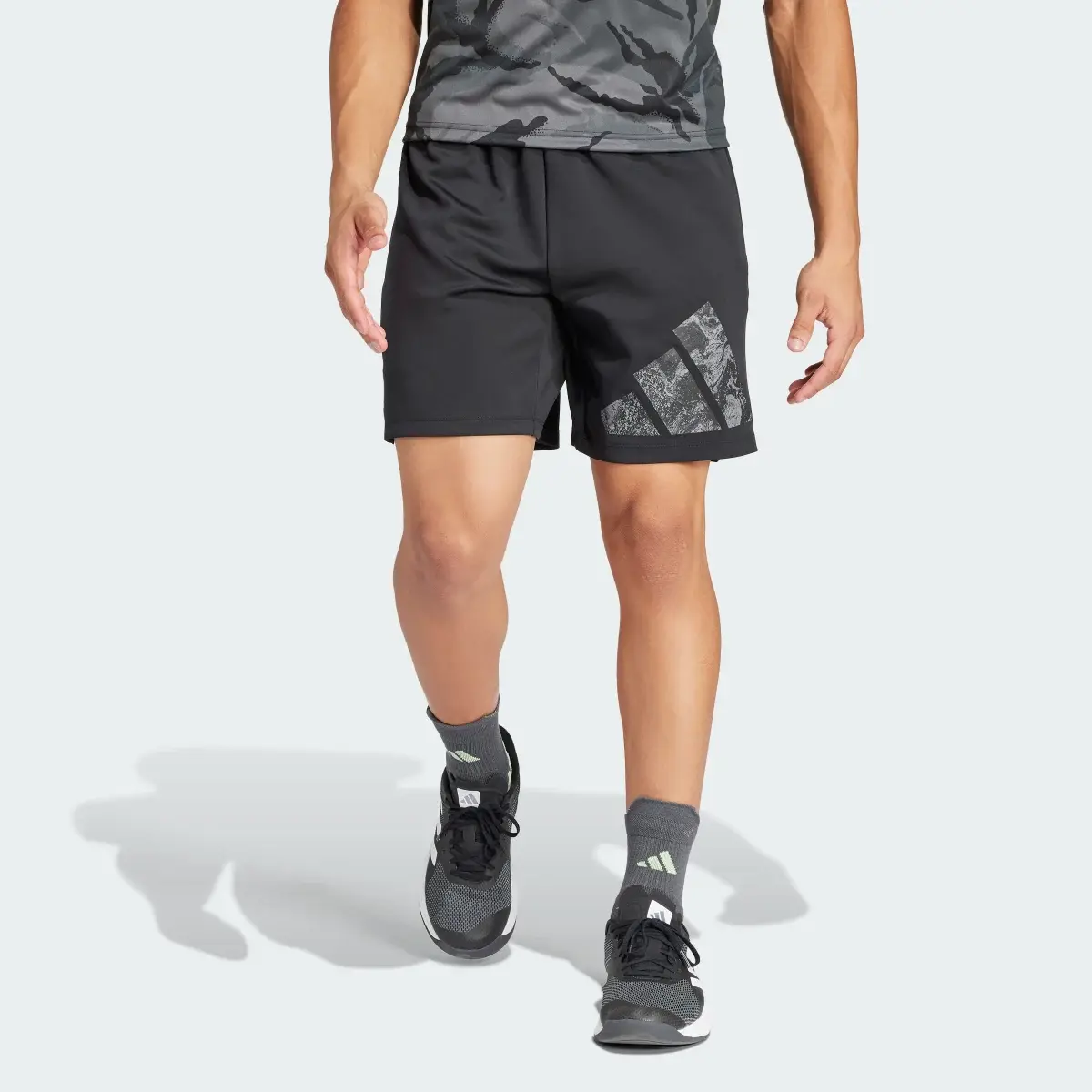 Adidas Workout Logo Knit Shorts. 1