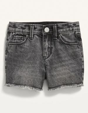 Unisex High-Waisted Slouchy Straight Black Cut-Off Jean Shorts for Toddler gray