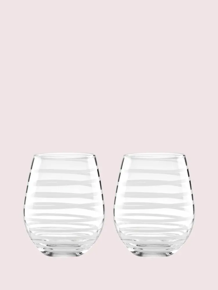 Kate Spade Charlotte Street Stemless Wine Glass Pair. 1