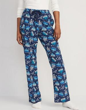 Mid-Rise Printed Flannel Pajama Pants for Women