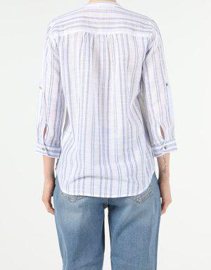 Regular Fit Shirt Neck Kadın Uzun Kol Gömlek