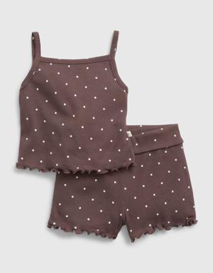 Baby 100% Organic Cotton Mix and Match Rib Outfit Set brown