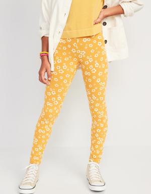 Old Navy Printed Built-In Tough Full-Length Leggings for Girls yellow