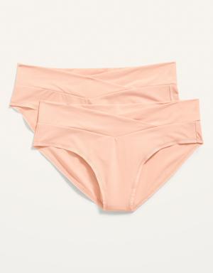 Old Navy Maternity 2-Pack Soft-Knit Low-Rise Bikini Underwear pink