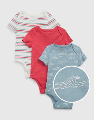 Baby Print Bodysuit (3-Pack) blue