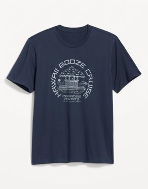 Soft-Washed Graphic T-Shirt for Men blue