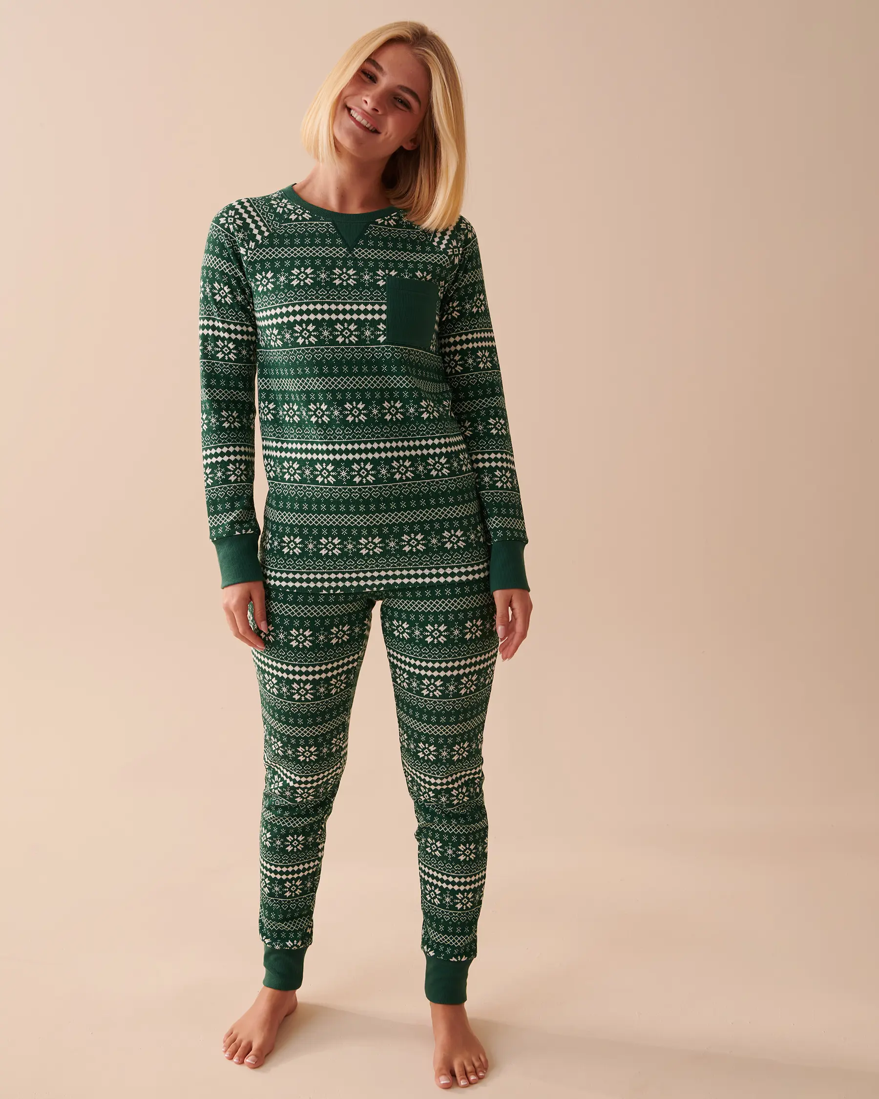 La Vie en Rose Fair Isle Waffle Knit PJ Set. 3