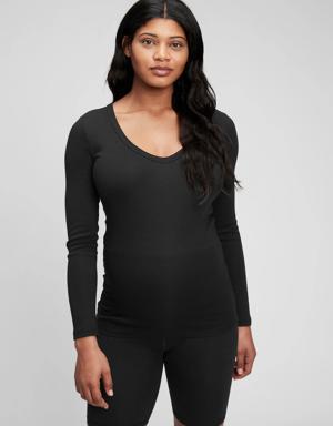 Maternity Modern V-Neck T-Shirt black