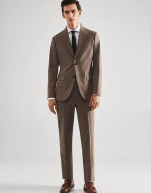 Stretch fabric slim-fit suit trousers