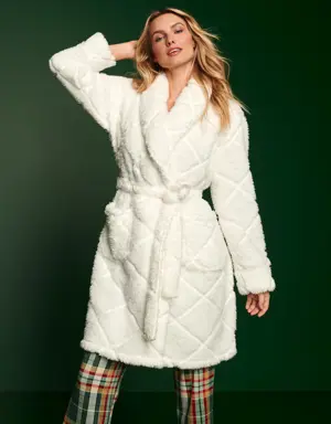 Soft Plush Quilted Effect Robe