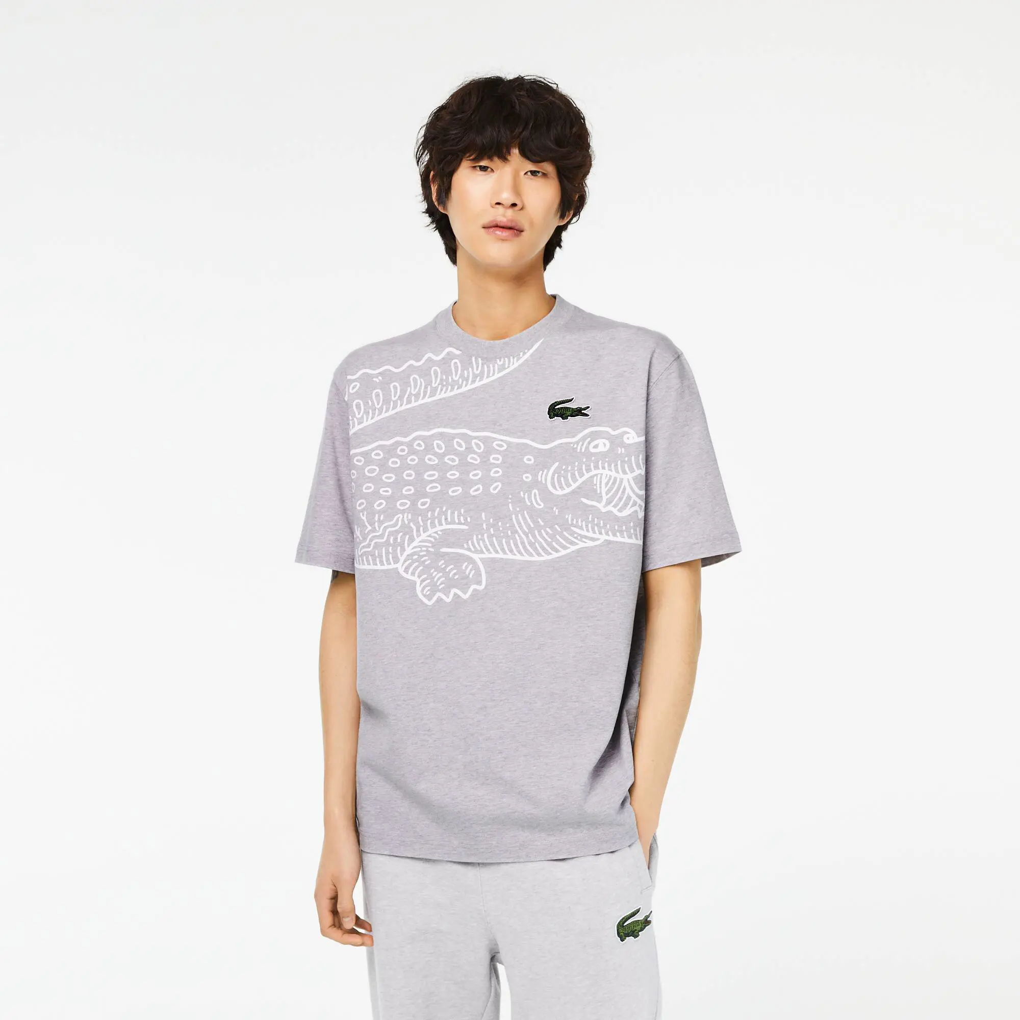 Lacoste T-shirt com estampado de crocodilo loose fit com decote redondo Lacoste para homem. 1
