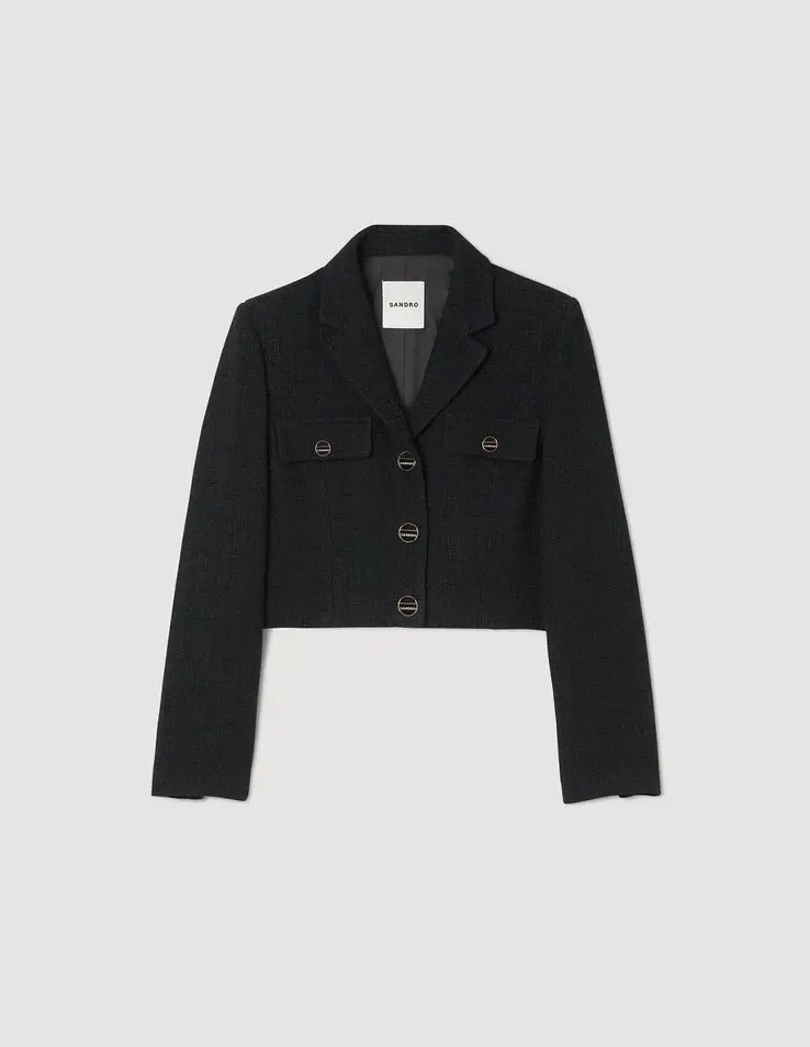 Sandro Cropped tweed button-up jacket Login to add to Wish list. 1
