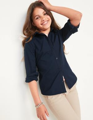School Uniform Long-Sleeve Shirt for Girls blue