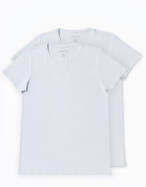 İkili Beyaz İç Giyim T-Shirt Seti