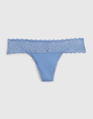 Gap Organic Stretch Cotton Lace Thong blue