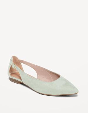 Faux-Suede Slingback Flats for Women green