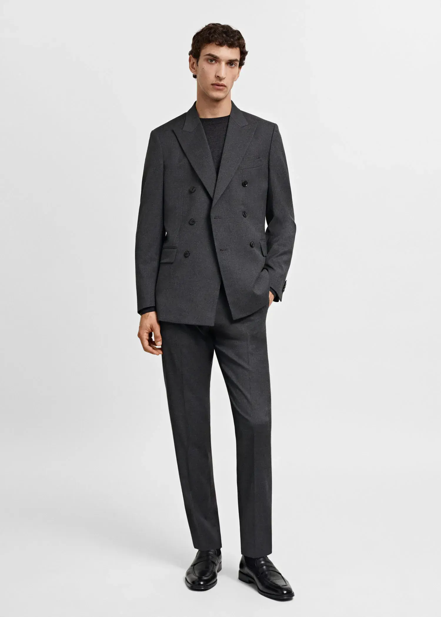 Mango Slim fit double-breasted suit blazer. 3