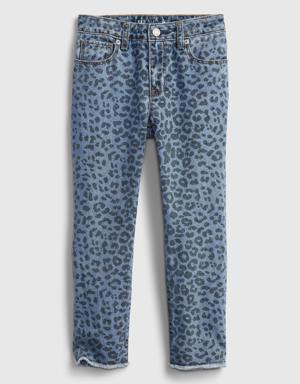 Kids Mid Rise Leopard Print Girlfriend Jeans with Washwell&#153 beige