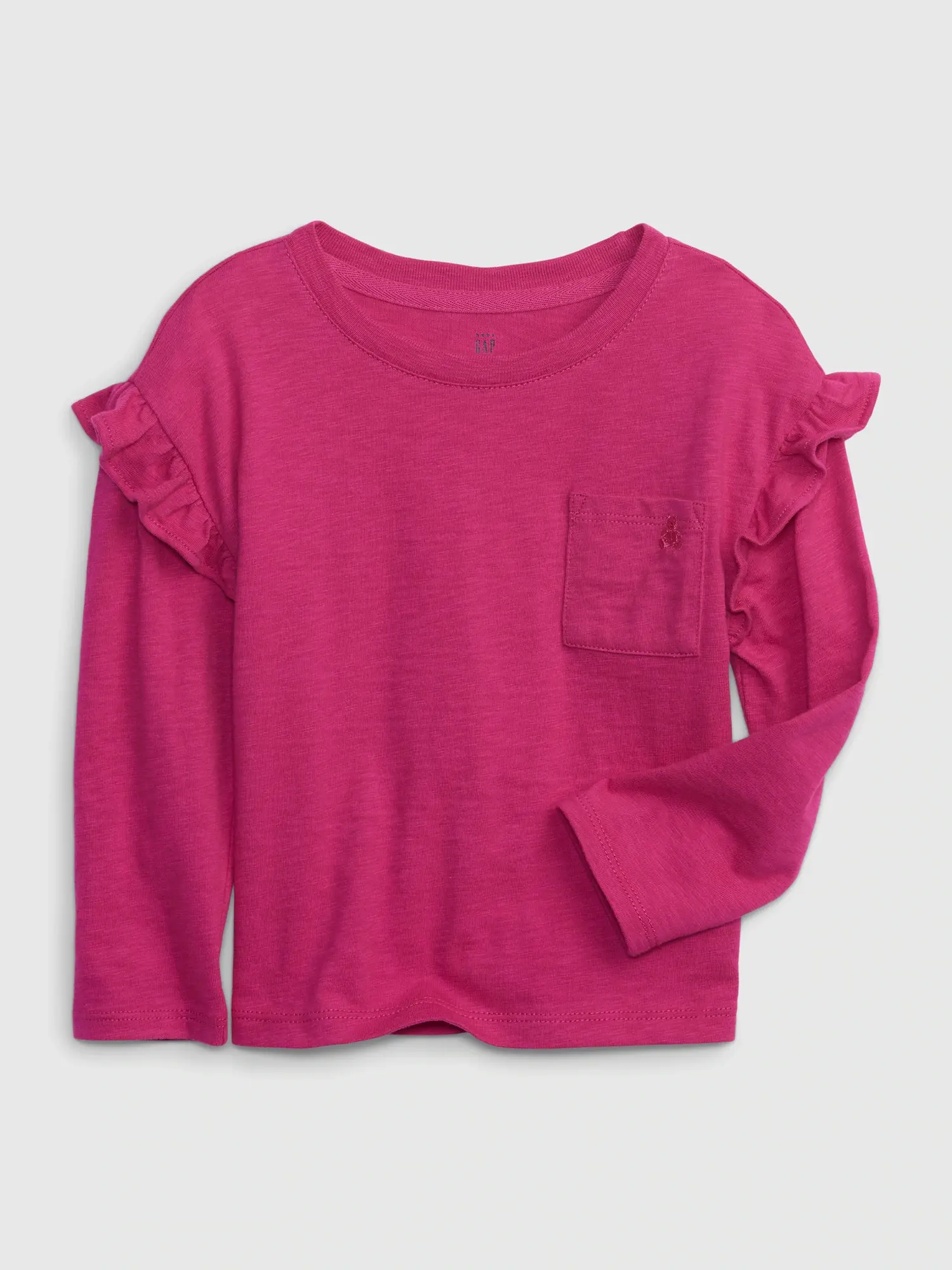 Gap Toddler Organic Ruffle Pocket T-Shirt pink. 1